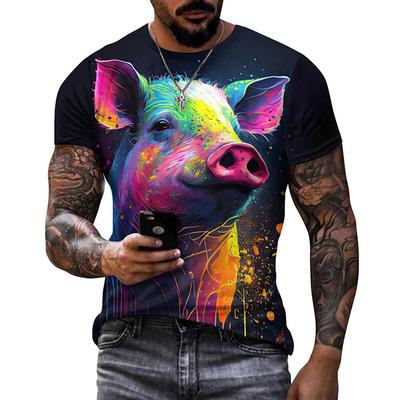 Camisetas Gráficas de Arte Graffiti de Animales Divertidos de Verano Tendencia Personalidad Cerdo Estampado 3D Camiseta Moda Harajuku Ropa de Calle Tops de Camiseta para Mujer