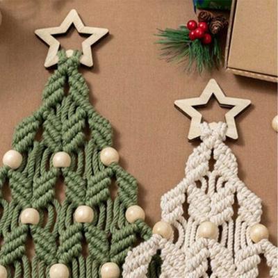 Boho Decor Woven Christmas Tree Macrame Tapestry Tassel Art Wall Hanging Pendant Decorative Aesthetic Cotton Rope Tapestry Girls