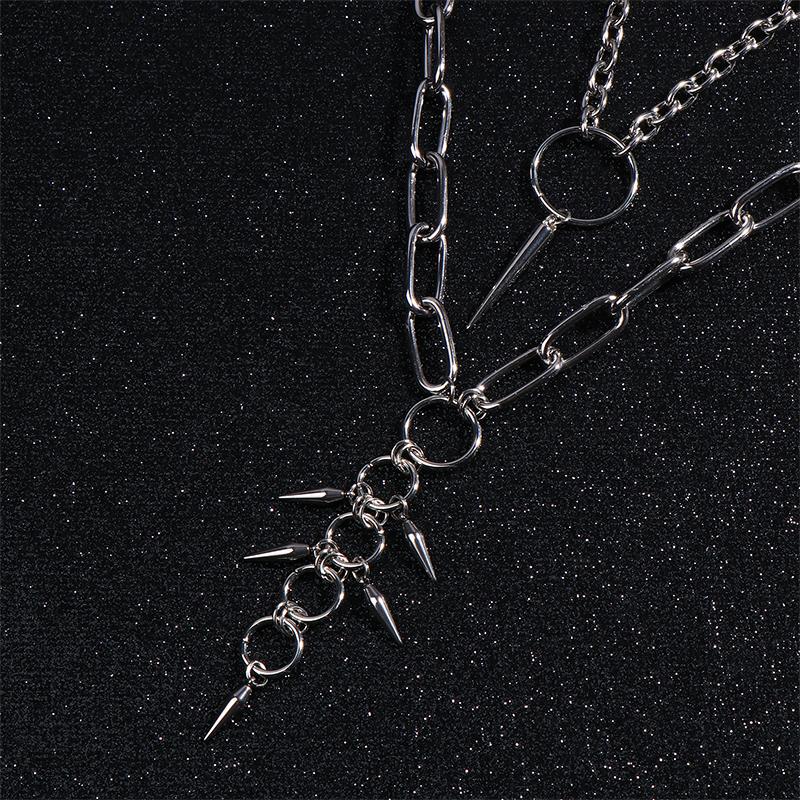 Goth Spiky Round Link Chain Choker For Women Men Punk Y2K Titanium Steel Rivet Cone Necklace Grunge Aesthetic Jewelry Gift