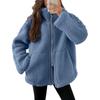 Women's Plush Jacket Casual Long Sleeve Oversized Warm Double Zipper Winter Teddy Coat