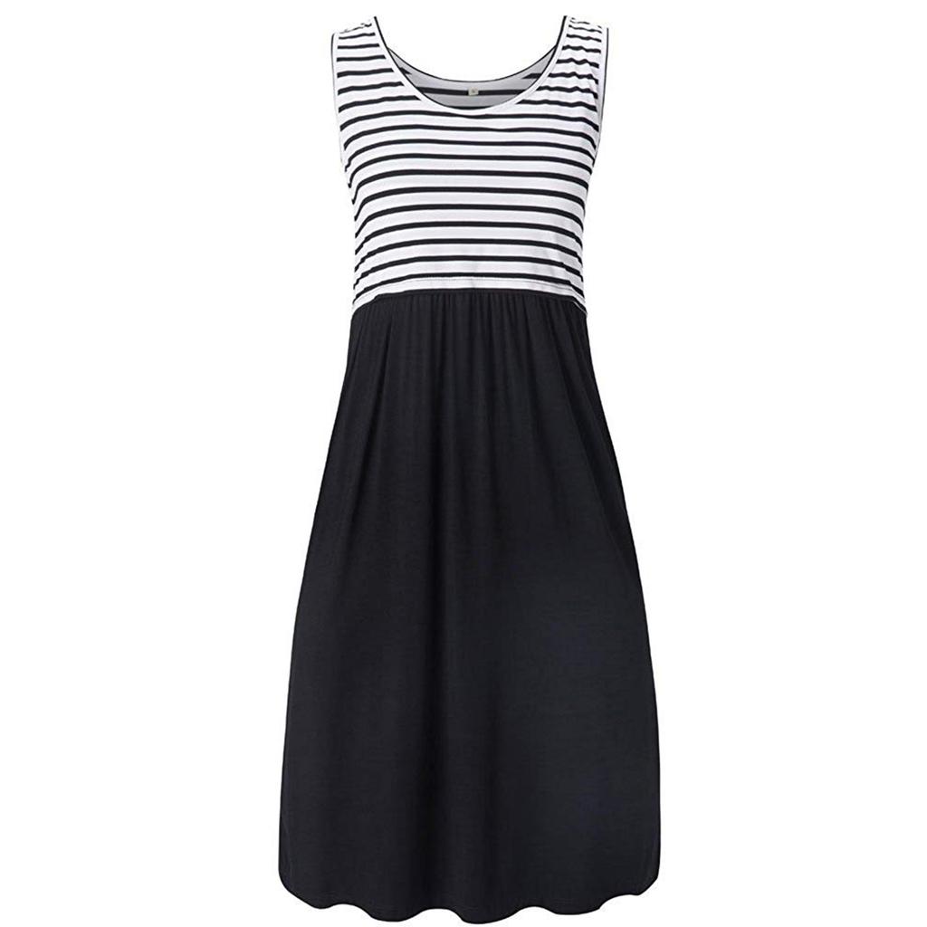 Plus Size Women Pregnancy Sleeveless Ladies Color Casual Dress