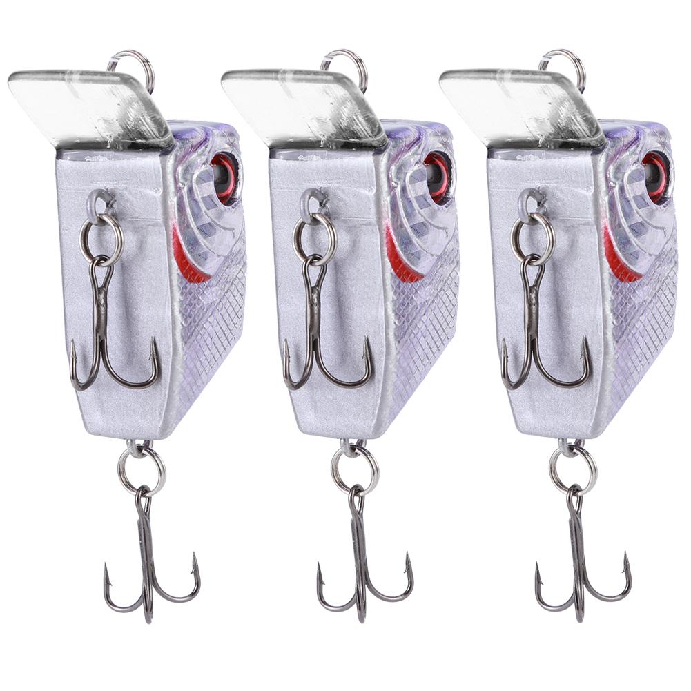 3PCS Unique Square Shape Mini Lure Artificial Simulation Lifelike Bait Fishing Tackle2#