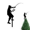 Tree Toppers Fisherman Silhouette Iron Rust Resistant Decor Iron Silhouette Christmas Tree Decorations For Indoor Home Farmhouse
