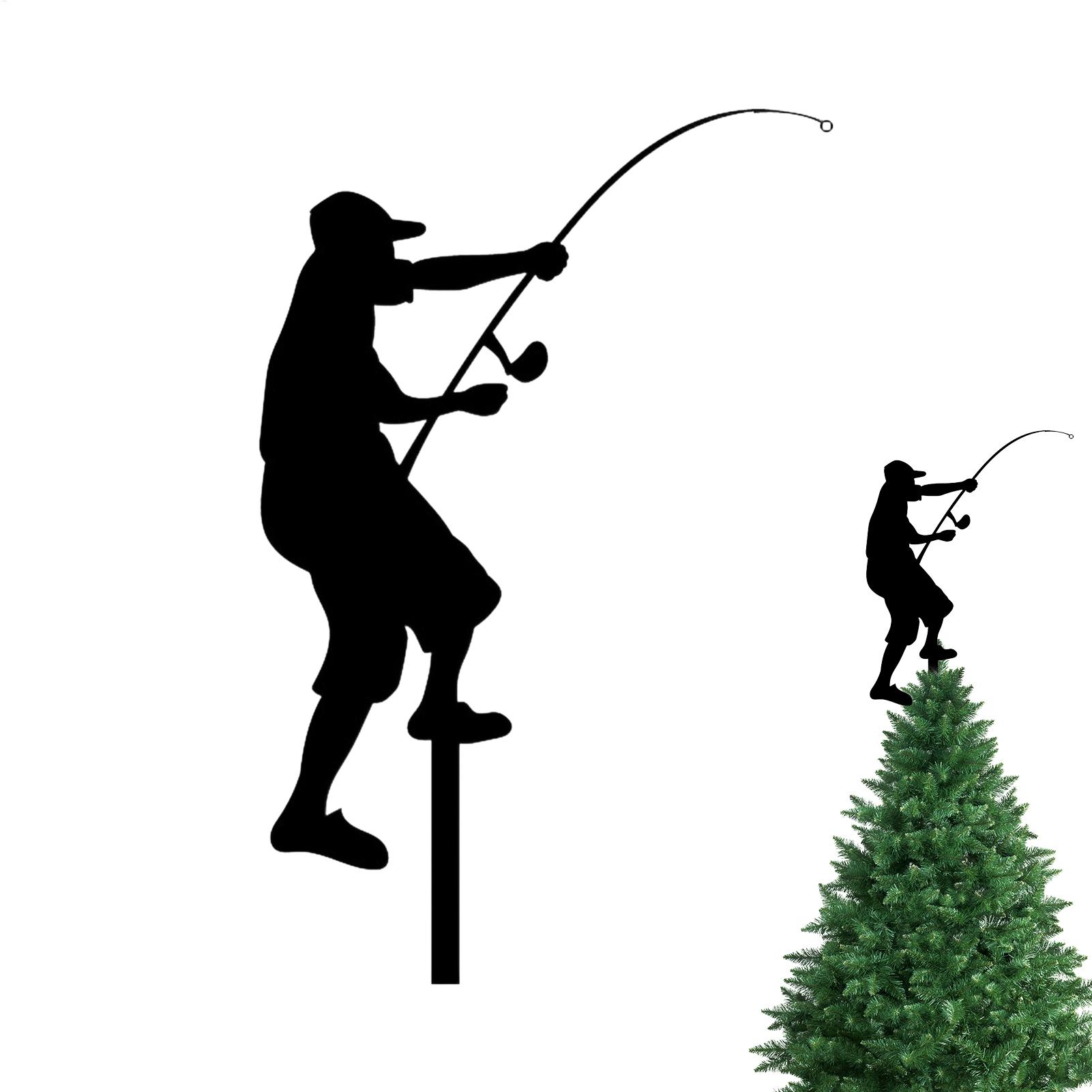 Tree Toppers Fisherman Silhouette Iron Rust Resistant Decor Iron Silhouette Christmas Tree Decorations For Indoor Home Farmhouse China Mainland