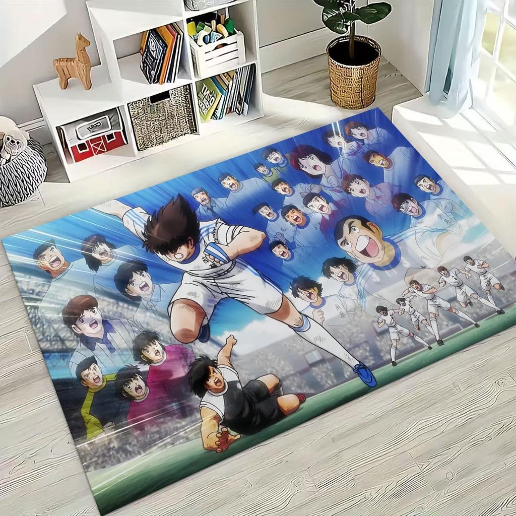 Captain Ozora Tsubasa Cartoon Football Rug for Bedroom Living Room Sofa Home Doormat Decor, Large Kids Play Non-slip Floor Mat