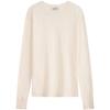 Calvin Klein Simple White Summer Collection Casual Solid Color Crew Neck Pullover Long Sleeve Knit Sweater Women sweater Oatmeal-White 40WK341