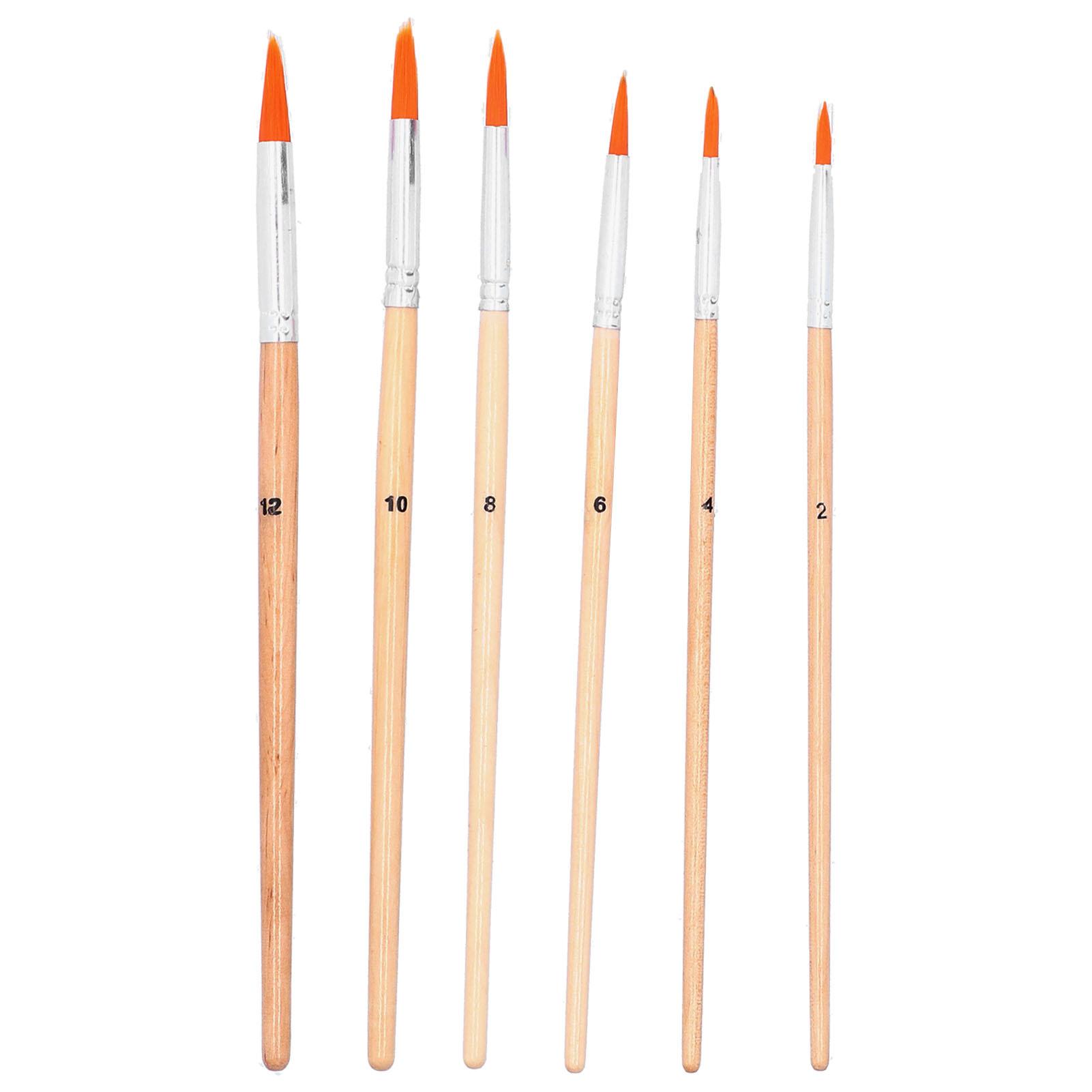 Set de 6 pinceaux pour peinture à l'huile Poils en nylon Manche en bois Pinceaux pour peinture acrylique et aquarelle rounded peaks