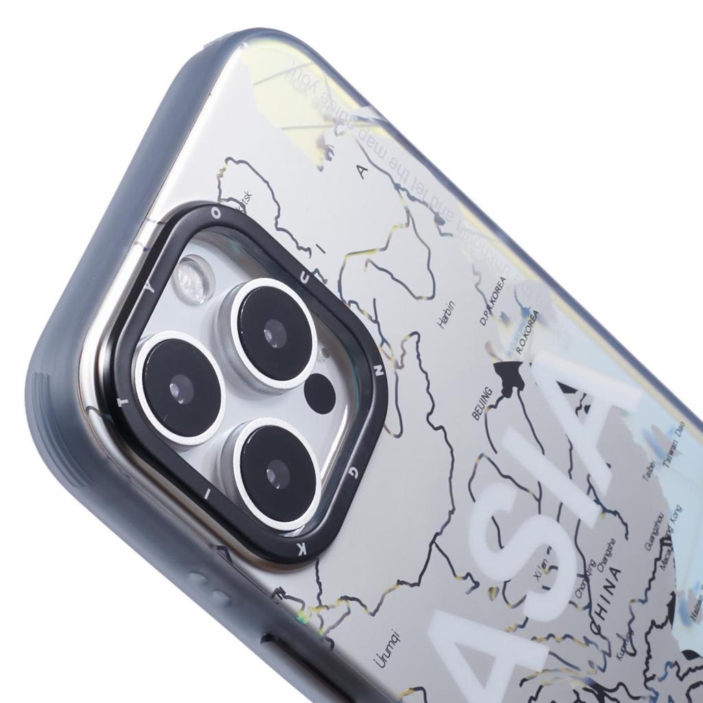 YOUNGKIT Global Series for iPhone 16 Pro Max Case Compatible with MagSafe IMD Map Design PC+TPU Phone Cover