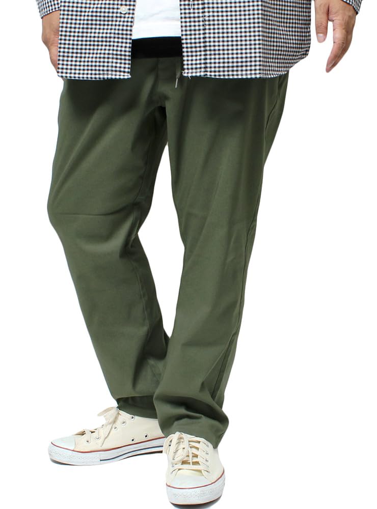 One Colors Men's Easy Pants, Large Size, Mega Stretch, Fleece-Lined, Stretch Chino Pants, Size 3L, Khaki (46)