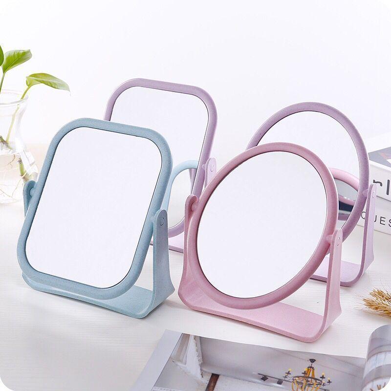 European Style Makeup Mirror Dual Side Rotating Desktop Vanity Mirror with Stand for Dorm