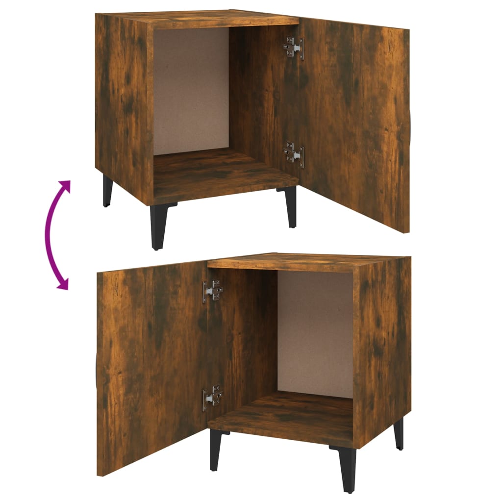 Nightstands 2 pcs Smoked Oak Wood Based Material