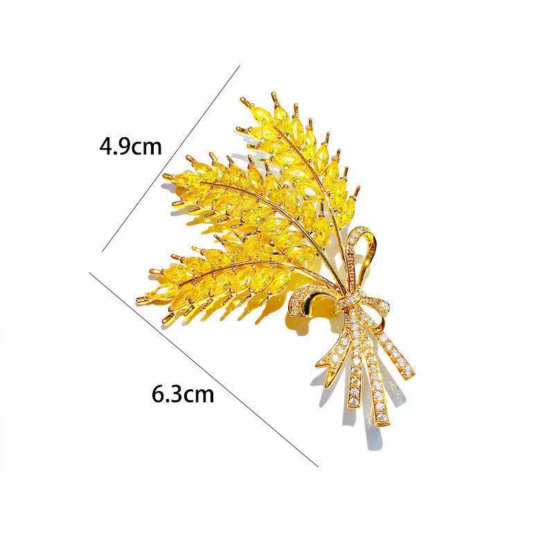 Elegant Wheat Ear Crystal Brooch – Luxury Women's Accessory for Scarves and Waist Pinning