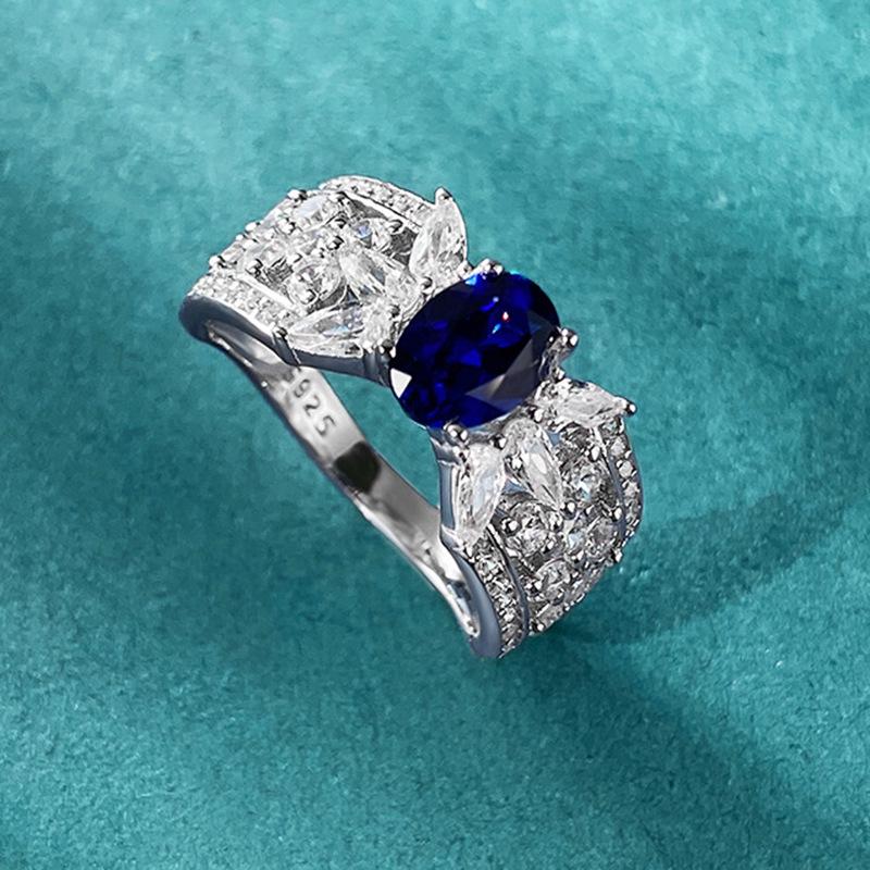 Lulu Tong 2023 S925 Silver Royal Blue European-American Style Fashion Ring