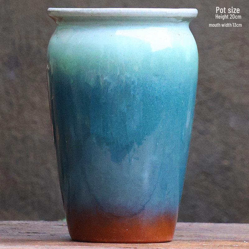 Handmade Coarse Ceramic Succulent Planter, Orchid Breathable Zisha Pot, Old Tree Design, Tall Rose Pot.