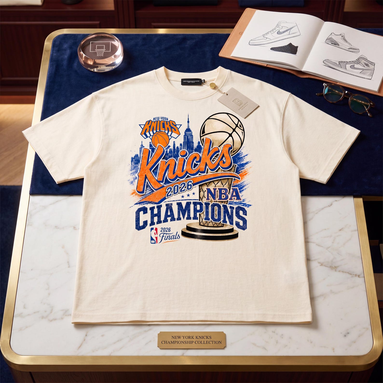 New York Knicks 2026 NBA Champions Graphic Tee, Vintage Basketball Fan Shirt M