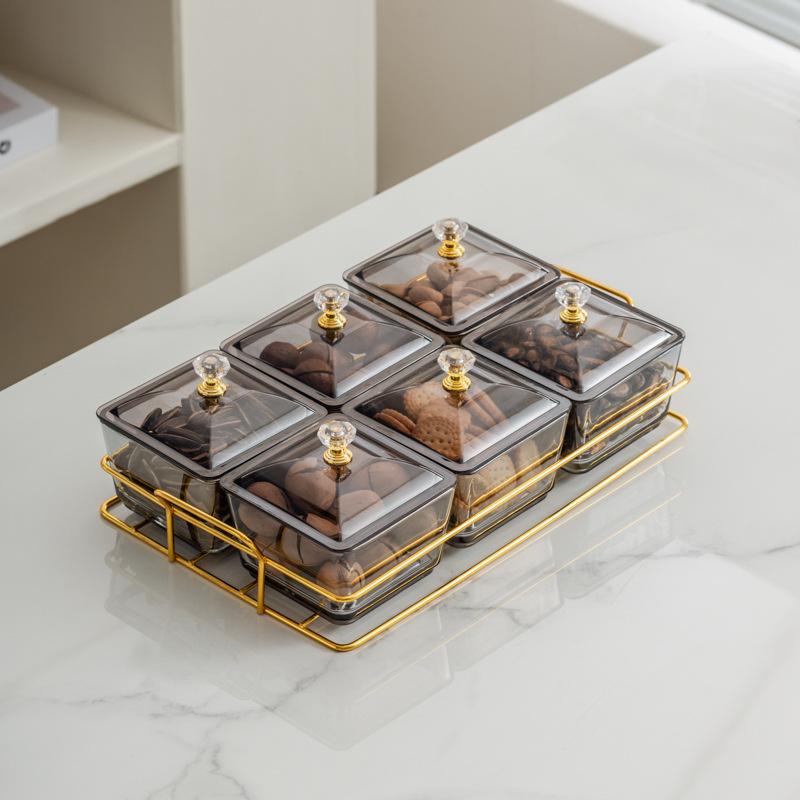 Light Luxury Glass Fruit Plate  Creative Household Living Room Snack Plate  Dried Fruit Snack Plate  Dessert Plate  Candy Plate  Fruit Plate