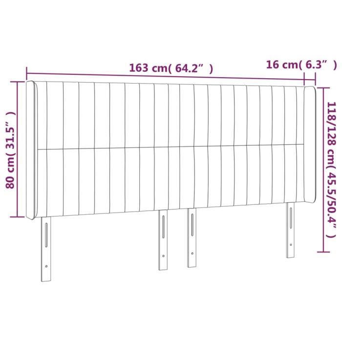 VidaXL Tête de lit avec oreilles Taupe 163x16x118-128 cm Tissu3119828