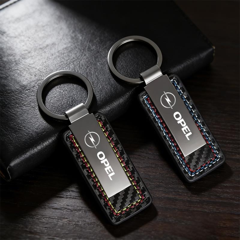 Nyckelringshänge i kolfiberläder, bilnyckelringshänge För Opel Astra j g Insignia Corsa d Vectra c Zafira a Bilprylar