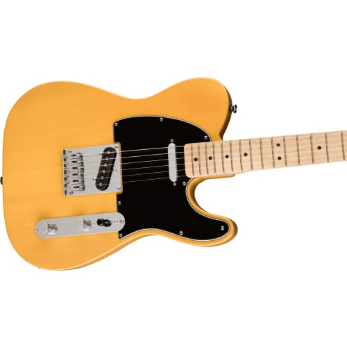 Squier by Fender Affinity Series? Telecaster? E-Gitarre, Ahorn-Griffbrett, Schwarzes Schlagbrett, Butterscotch Blonde, mit Softcase