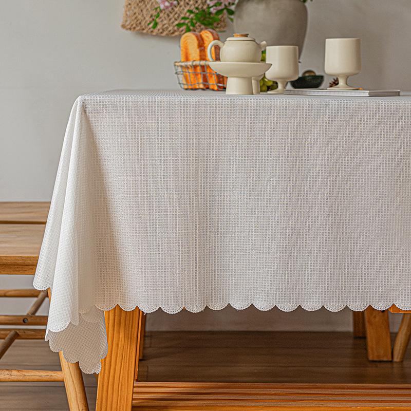 1pc Rural Style Lace Tablecloth, Round Rectangular Tablecloth, Restaurant Waterproof Tablecloth, Coffee Table, Kitchen Decoratio