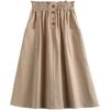 Elastic Waist A-line Button Skirt: Casual, Age-Reducing Style for Women - Perfect for Spring and Summer In Korean and Japanese Fashion.