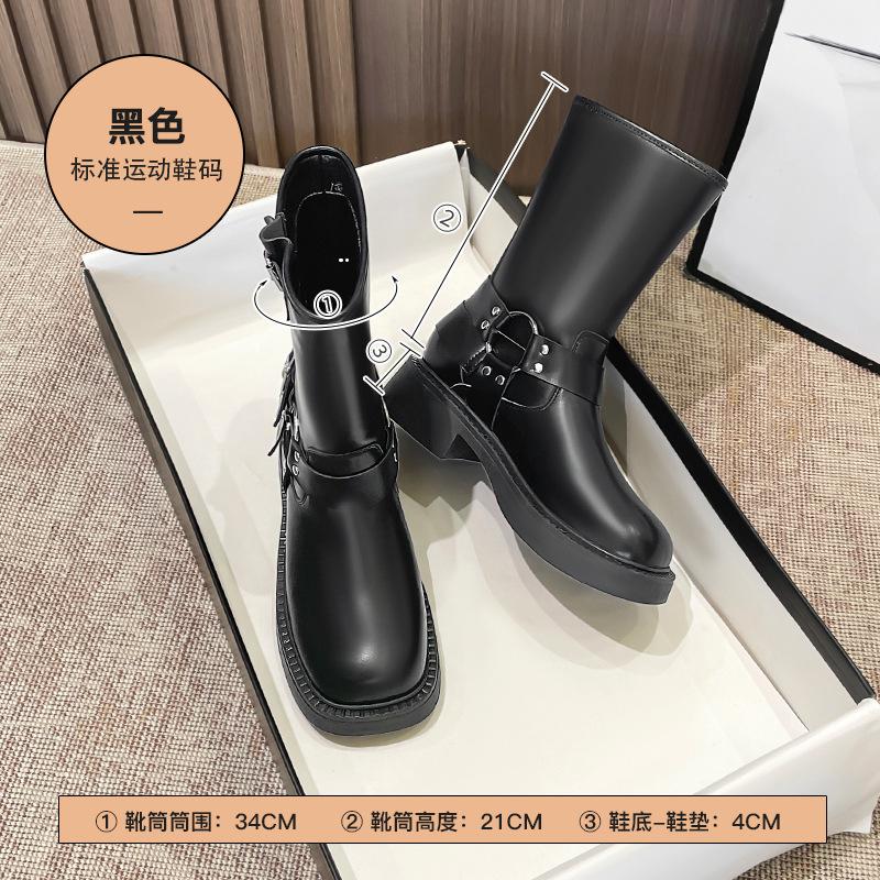 Augustine Clearance Special Martin Boots Women's 2025 Autumn and Winter Fashion Retro British Style Thick-soled Short Skinny Boots
