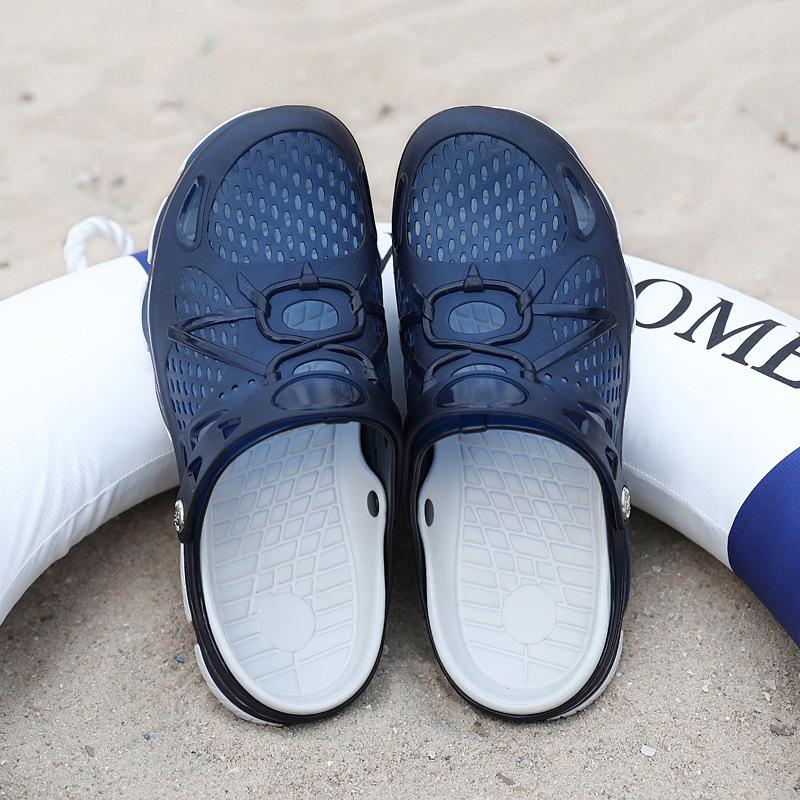 Men's Plus Size Non-Slip Jelly Sandals & Slippers - Summer Closed Toe, Breathable Beach Shoes