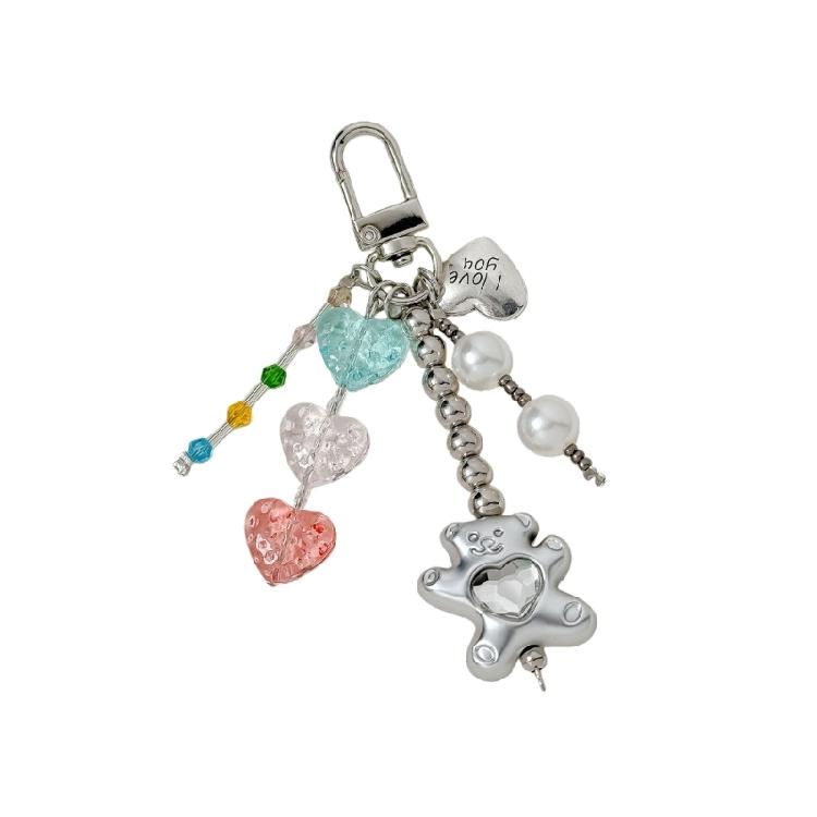 

Cartoon Bear with Heart Keychain for Keys Bags Backpacks Phone Accessories Adorable Design Lightweight Accessory 1