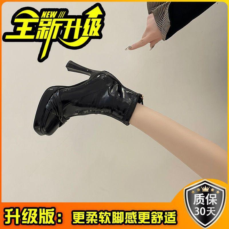Pure desire bow high-heeled boots women's autumn new square head elegant temperament fashion short boots waterproof table