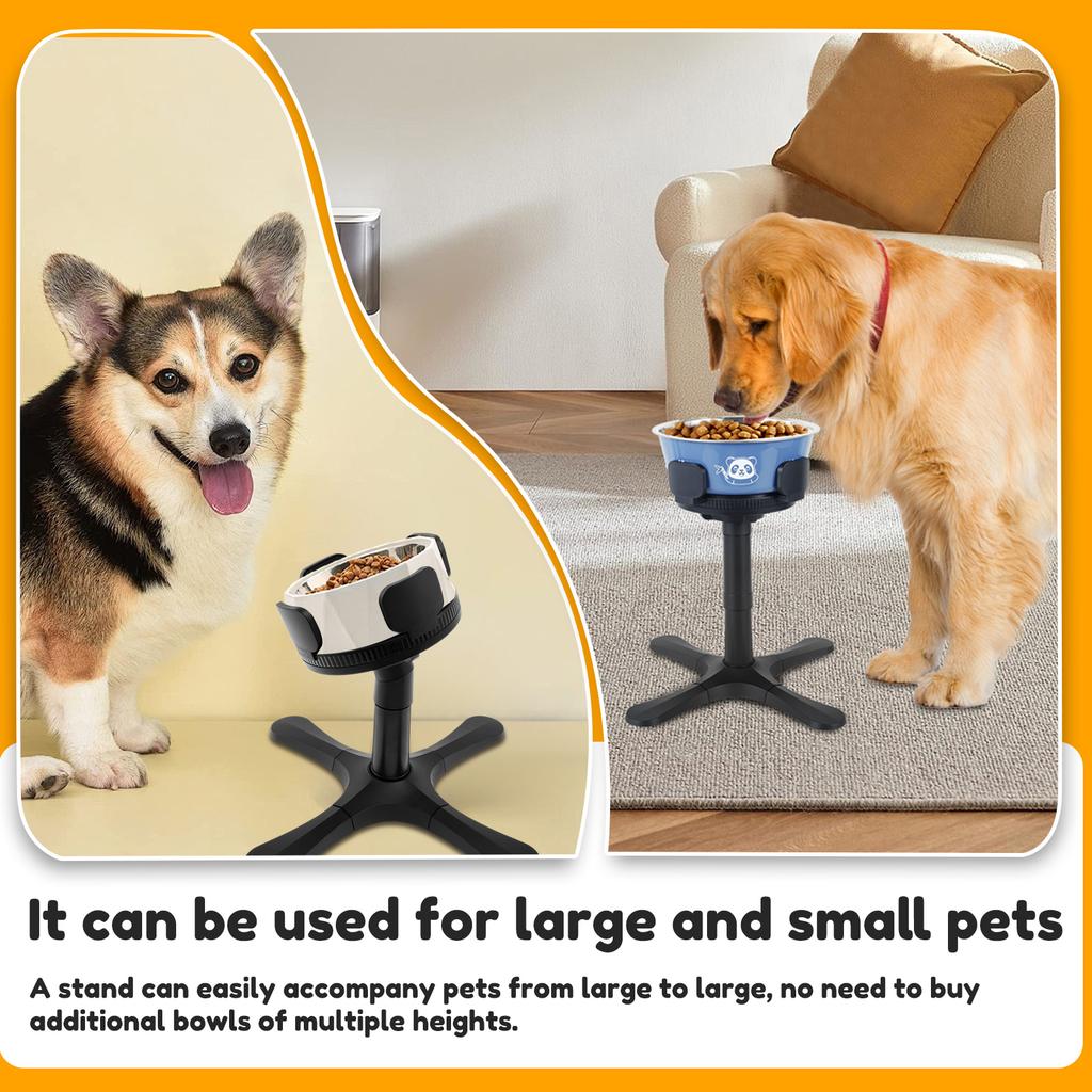 Adjustable Dog Bowl Stand Stable Elevated Dog Bowl Stand With Stainless Steel Bowl 2 Placement Modes Non Slip Tilted Pet Bowl