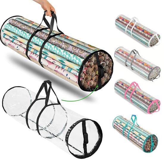 Wrapping Paper Storage Bag Waterproof Clear Wrapping Paper Holder Gift Wrap Protection Bag with Handles for Easy Carrying And Organization