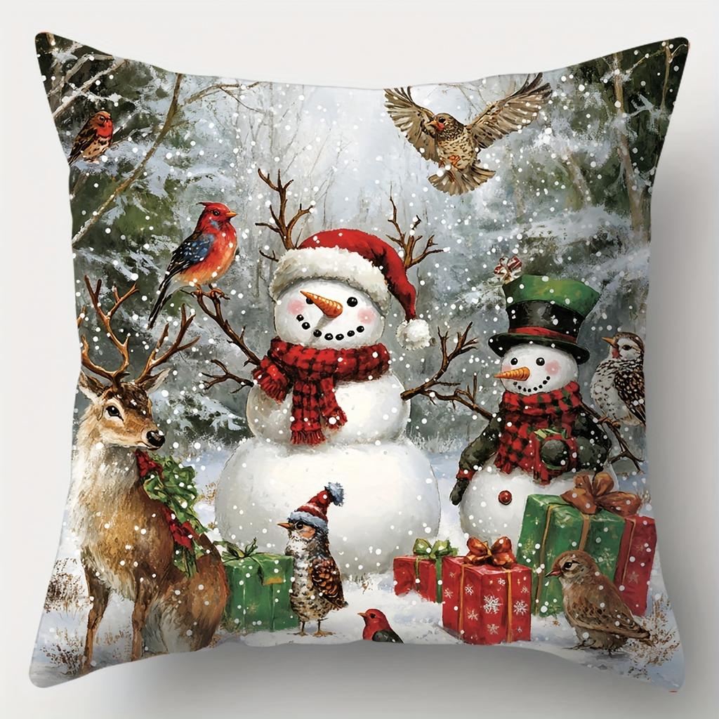 1pc Christmas Cushion Cover Snowman Santa Claus Durable Cover 2025 New for Home Ornament Xmas New Year Christmas Decoration