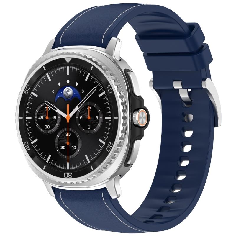 Flexible Silicone Watch Band Straps With Leather Accent For 40mm 44mm 46mm Models Comfortable Daily Wear Gym To Office
