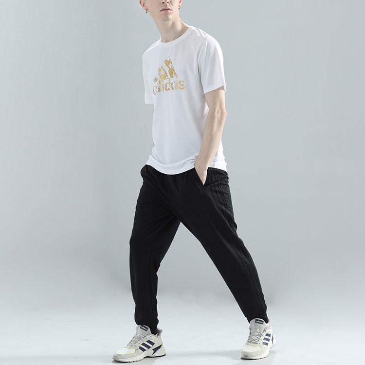 Adidas American Retro Letter Logo Print Quick-Dry Breathable Crew Neck Short Sleeve T-Shirt Unisex T-Shirt White Platinum ADITSG2P-WG