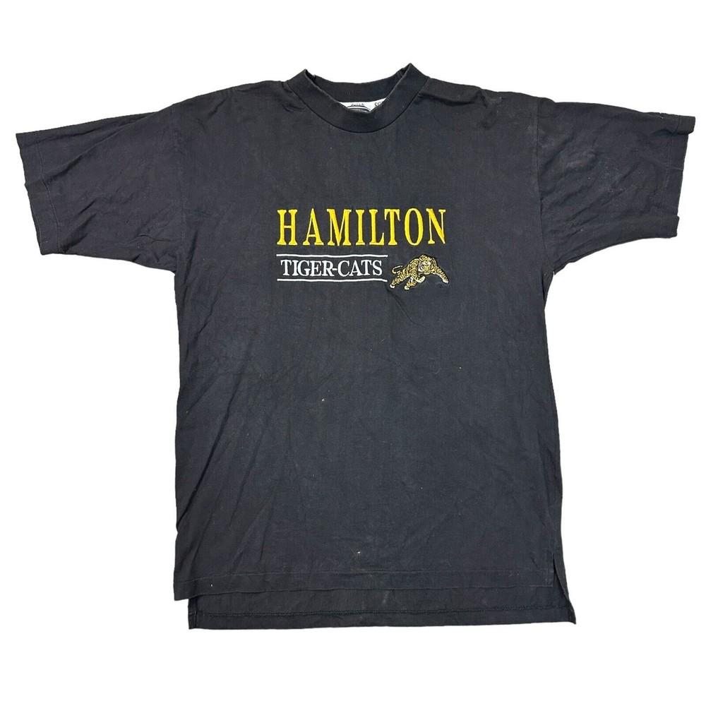 

Vintage T-shirt Hamilton Tiger Cats Retro Y2K Graphic Print Black Mens M