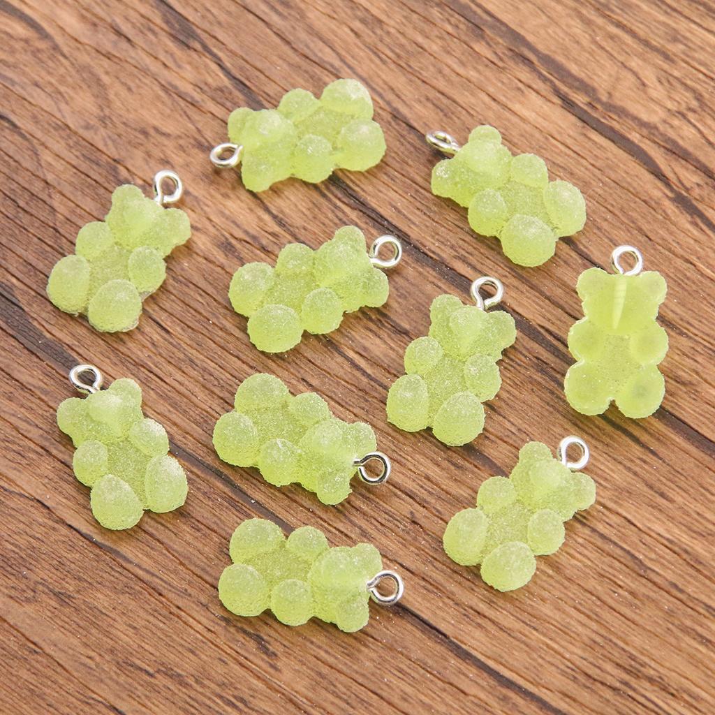 10pcs 11x21mm Cartoon Candy Colors Little Bear Resin Gummy Pendants Jewelry Making Drop Earrings Necklaces DIY Accessories