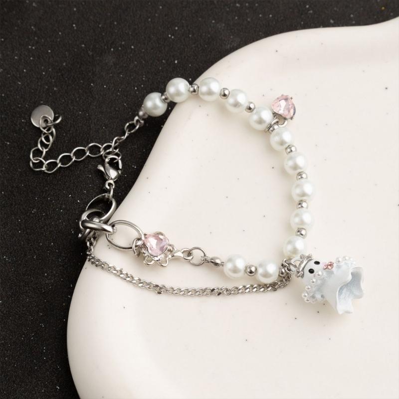 Exquisite Black White Beaded Little Specter Bracelets for Women Sweet Bracelets