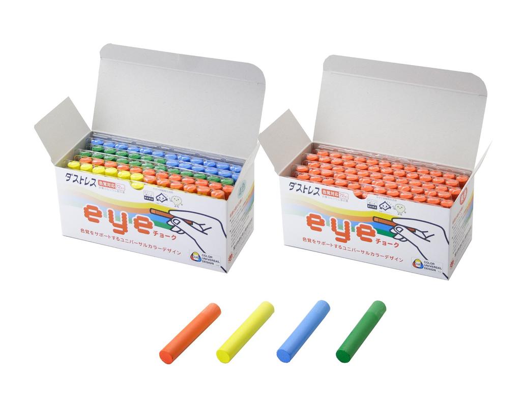Nippon Rikagaku Dustless Eye 4 72 Chalks Chalk, Colors, DCI-72-4C,