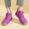 Women's Sneakers Round Toe Leather Shoes Fashion Casual Solid Color Zipper Boots