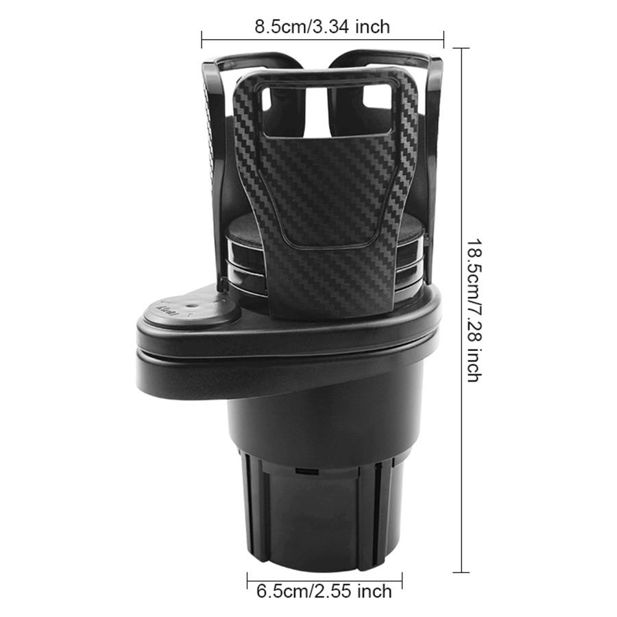 New Adjustable 2IN1 Carbon Fiber Look Car Seat Cup Holder Water Bottle Drink Coffee