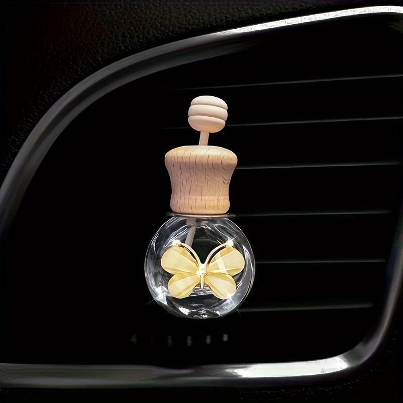 1pc Car Butterfly Glass Bottle, Reusable Car Essential Oil Diffuser, Empty Glass Bottle Pure Decoration Car Accessories