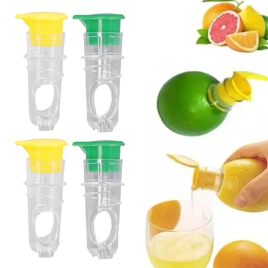 4pcs Screw Top Manual Lemon Squeezer Juicer Compact Juice Extractor Citrus Press with Lid for Cocktails Drinks Yellow Green