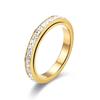 Fashionable Stainless Steel Rotatable Ring with Small Square Diamond Niche Decompression Design - Trendy Accessory