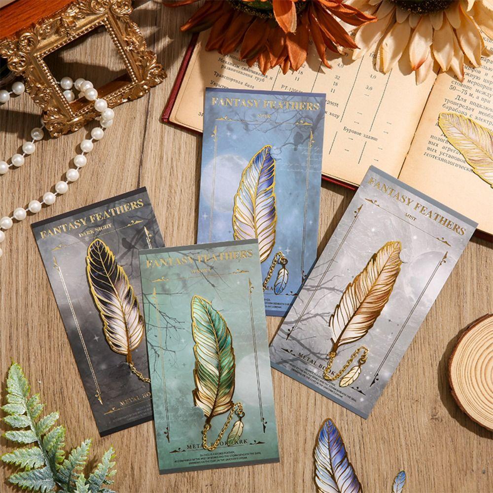 Metal Chain Vintage Book Clip Reading Mark Pendant Bookmark Aesthetic Feather Bookmark Book Lovers