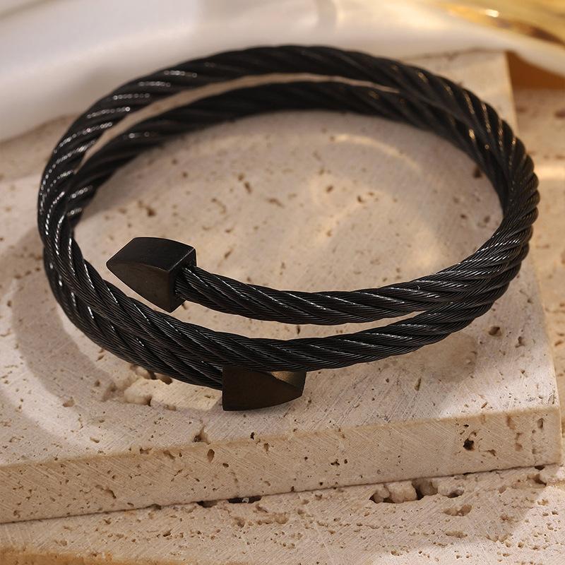 Steel Wire Opening Arrow Women's Simple Niche Design Wrapped Three-layer Jewelry Bracelet