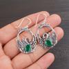 Dainty Green Onyx Gemstone 925 Sterling Silver Jewelry Drop/Dangle Earrings1.64" CE-2-6