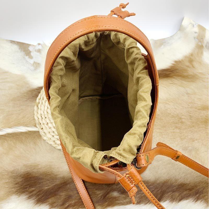 Johnature Genuine Leather Retro Bucket Bag Commuter Large Capacity Soft Cowhide Solid Color Women's Shoulder Bag