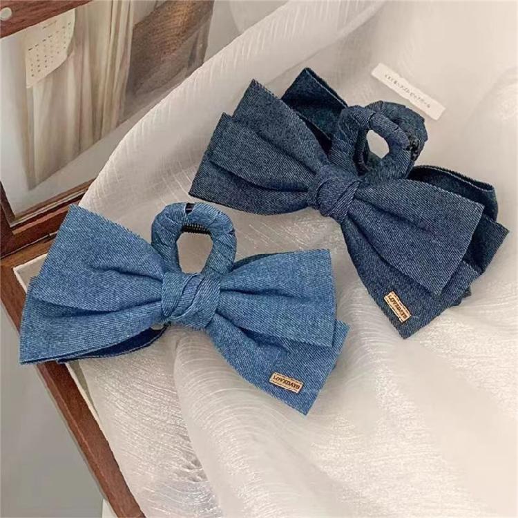 Eye Catching Hair Bows Clip Soft Jeans Fabric Hairpin Fashion Barrettes Hair Ornament For Girls Adults Hairstyling