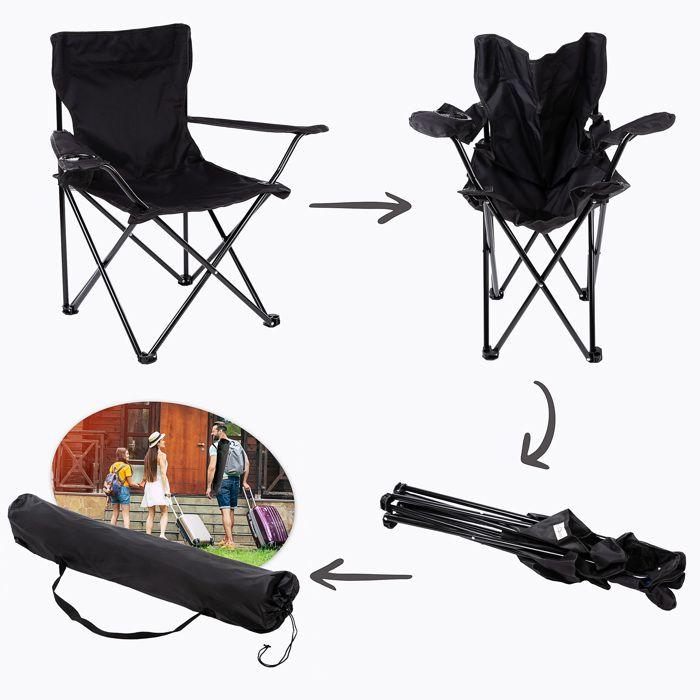 Chaise de pêche pliante - Campela - CA1406BLK - Métal - Tissu Oxford 600D - Sac inclus