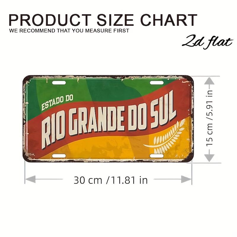 

2D Flat, Vintage Rio Grande do Sul Metal Sign - Aluminum Wall Art with Distressed Green, Red & Yellow Brazilian Flag Colors 15x30cm(5.9x7.8inch)
